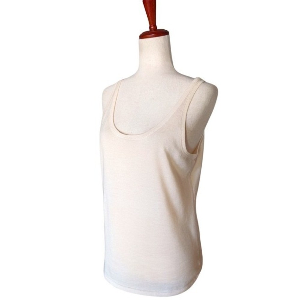 Ralph Lauren Cream Cashmere Silk Knit Scoop Neck Tank Top Large Womens - Picture 2 of 9